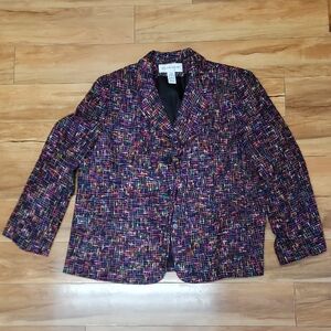 Jones New York Size 18PW Classic Fit Multicolor Tweed Blazer